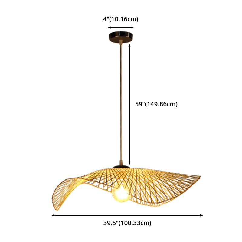 1 Light Swirl Hanging Pendant Lights Chinese Bamboo Pendant for Restaurant