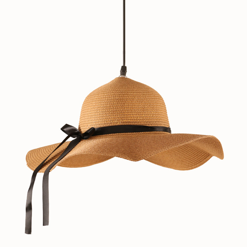 1 Light Hat Shape Pendant Lighting South-east Asia Rattan Pendant Ceiling Lights for Restaurant