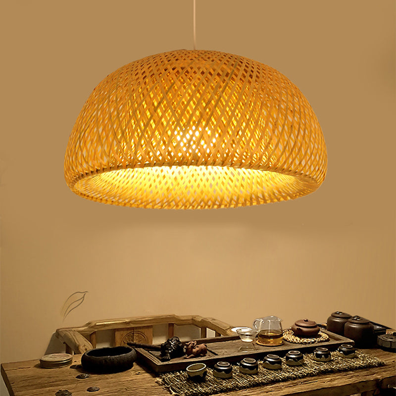 1 leichte halbkugelförmige Deckenleuchte chinesischer chinesischer Rattan Hängende Anhängerleuchten für das Restaurant