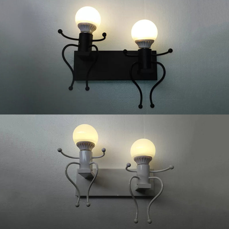 Modern Style Night Light Little People Two Lights Metal Sconce Light for Corridor Stair