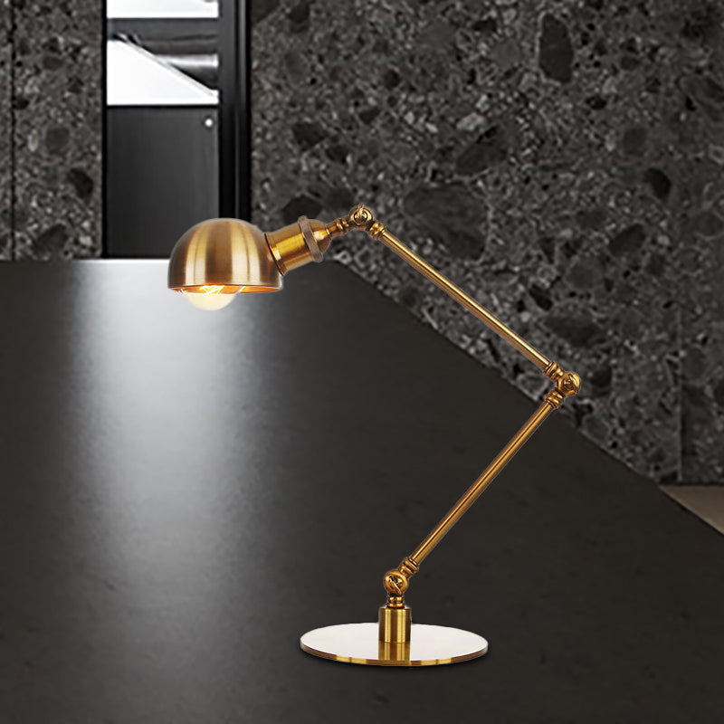 Lámpara de mesa de sombra de tazón dorada con estilo industrial 4 "/8.5" W 1 Lighting de mesa de metal ligero con brazo ajustable