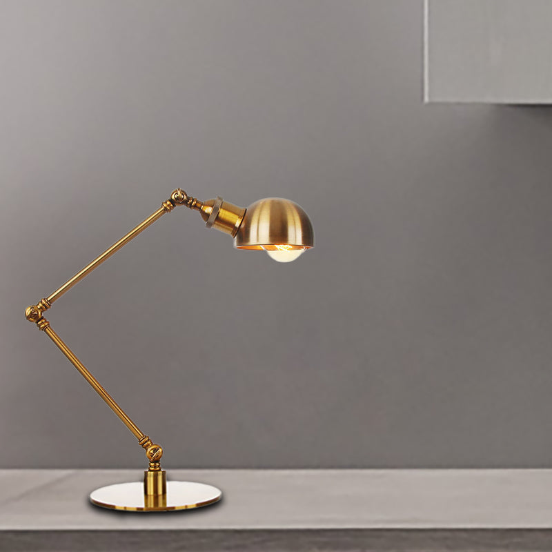 Lámpara de mesa de sombra de tazón dorada con estilo industrial 4 "/8.5" W 1 Lighting de mesa de metal ligero con brazo ajustable