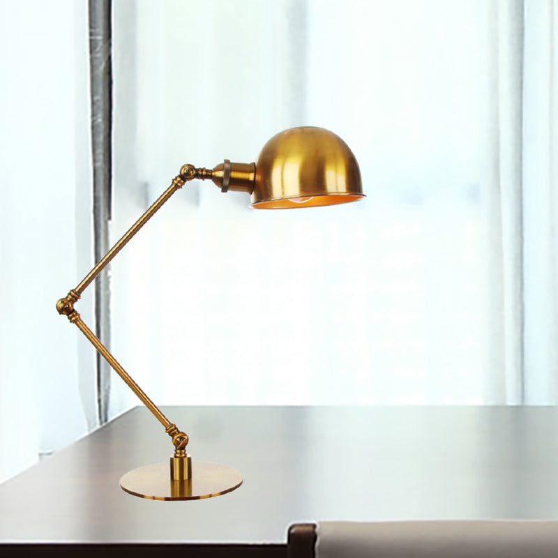 Lámpara de mesa de sombra de tazón dorada con estilo industrial 4 "/8.5" W 1 Lighting de mesa de metal ligero con brazo ajustable