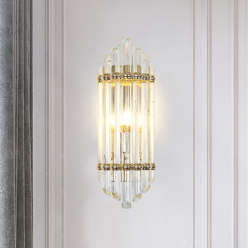 Crystal Pipe Flush Wall Sconce Mid Century 1 Light Wall Light Sconce in Clear for Living Room