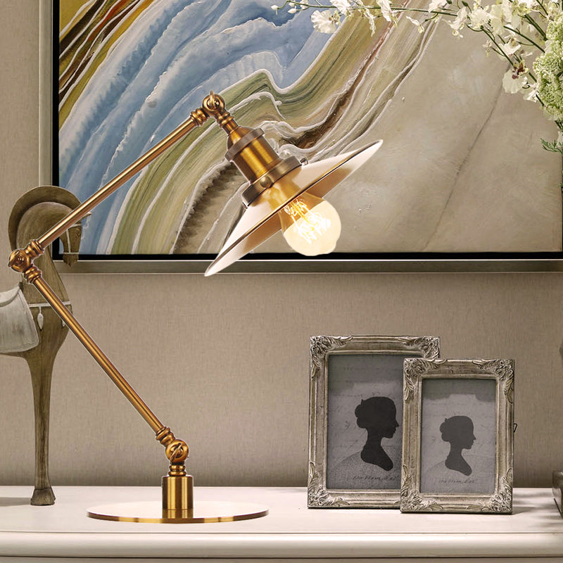 Lampada da tavolo svasata elegante industriale in metallo a 1 luce Lampada da tavolo per sala da pranzo con braccio di lunghezza 8"+8"/8"+8"+8" in oro