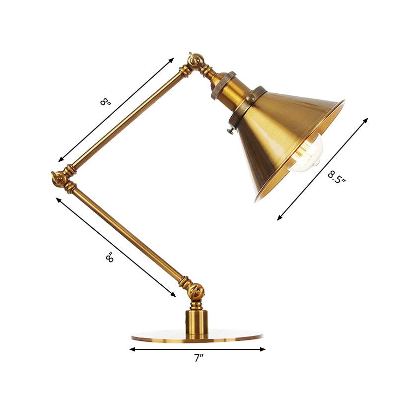 Lampada da tavolo svasata elegante industriale in metallo a 1 luce Lampada da tavolo per sala da pranzo con braccio di lunghezza 8"+8"/8"+8"+8" in oro