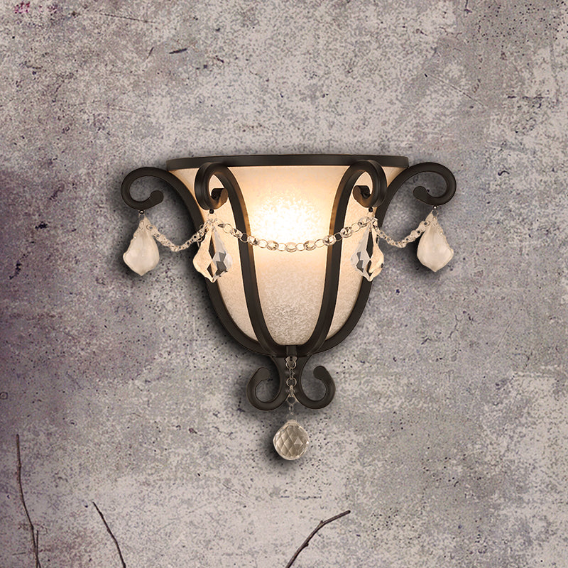 1 Kopfmetall Urnenwandhalterung Leichtes Vintage -Leuchtenleuchten in schwarz/verwitterter Bronze für Treppe