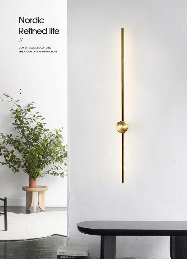 Lámpara minimalista de pared de pared de latón LED de hierro forjado para el pasillo de la sala de estar