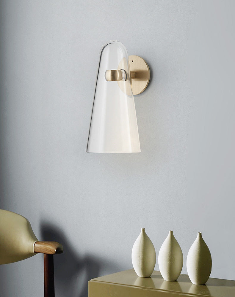 Nordic Glass Shade Wall Sconce Light 1 Light Metal Arm Wall Lamp for Bedside Corridor