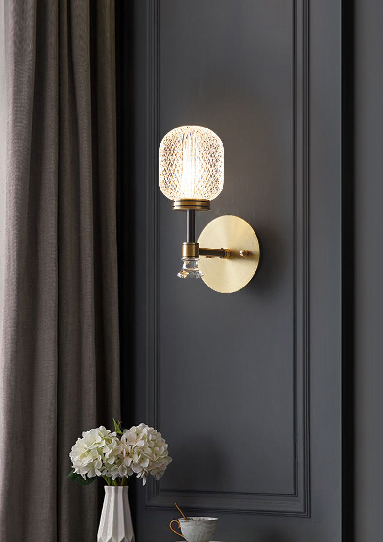 Modern Indoor Decoration Wall Light Up Light Glass Shade Wall Sconce for Bedside