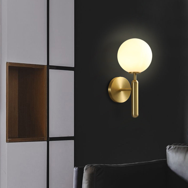 Modern Style Wall Mount Light White Ball Glass Shade Sconce Light for Bedroom Corridor