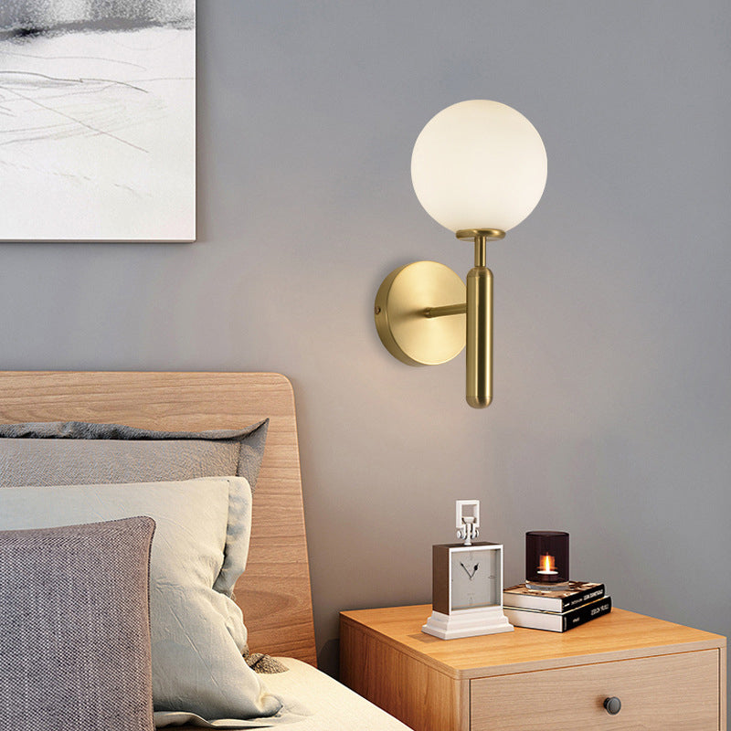 Modern Style Wall Mount Light White Ball Glass Shade Sconce Light for Bedroom Corridor