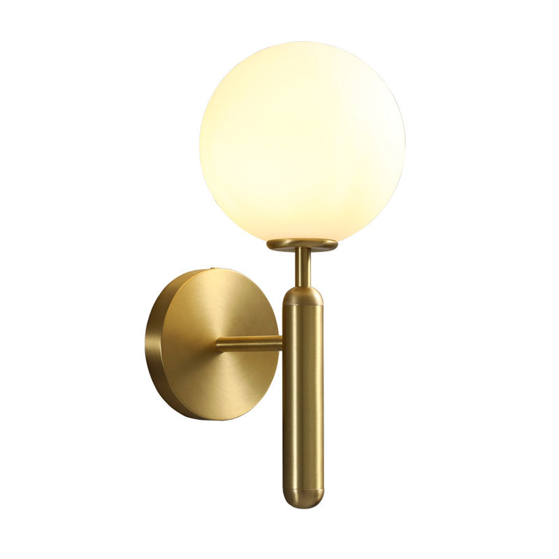 Modern Style Wall Mount Light White Ball Glass Shade Sconce Light for Bedroom Corridor