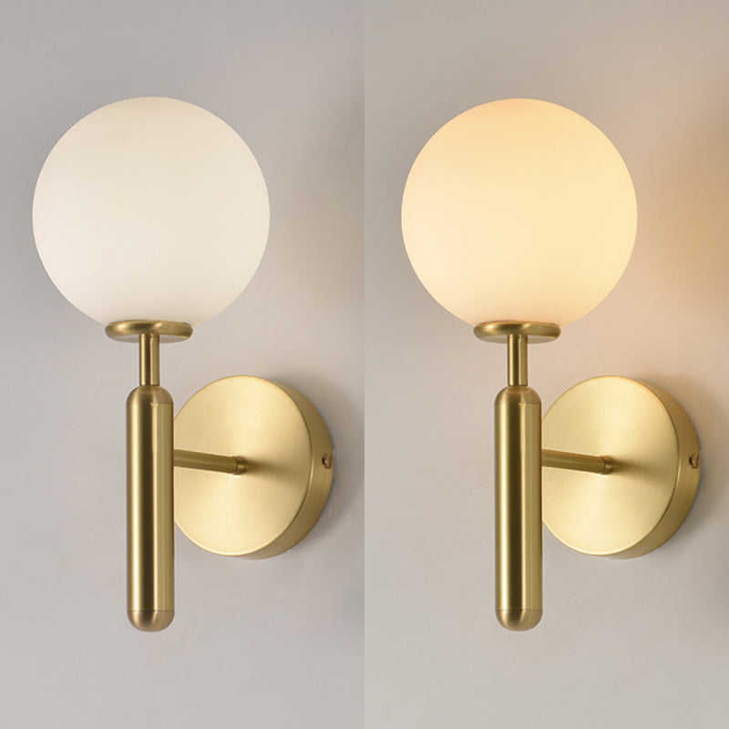 Modern Style Wall Mount Light White Ball Glass Shade Sconce Light for Bedroom Corridor
