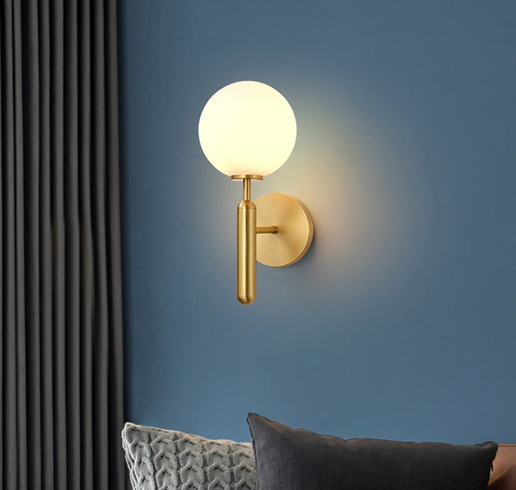 Modern Style Wall Mount Light White Ball Glass Shade Sconce Light for Bedroom Corridor