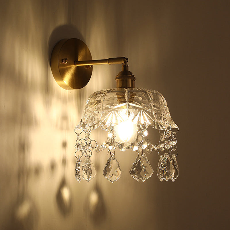 Idee per illuminazione da parete della decorazione della camera da letto moderno semplice con parete con parete in vetro semplice