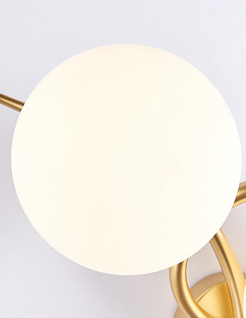 2 Heads Nordic Style Wall Mount Light Metal Arm Glass Shade Sconce Light Fixture for Bedroom