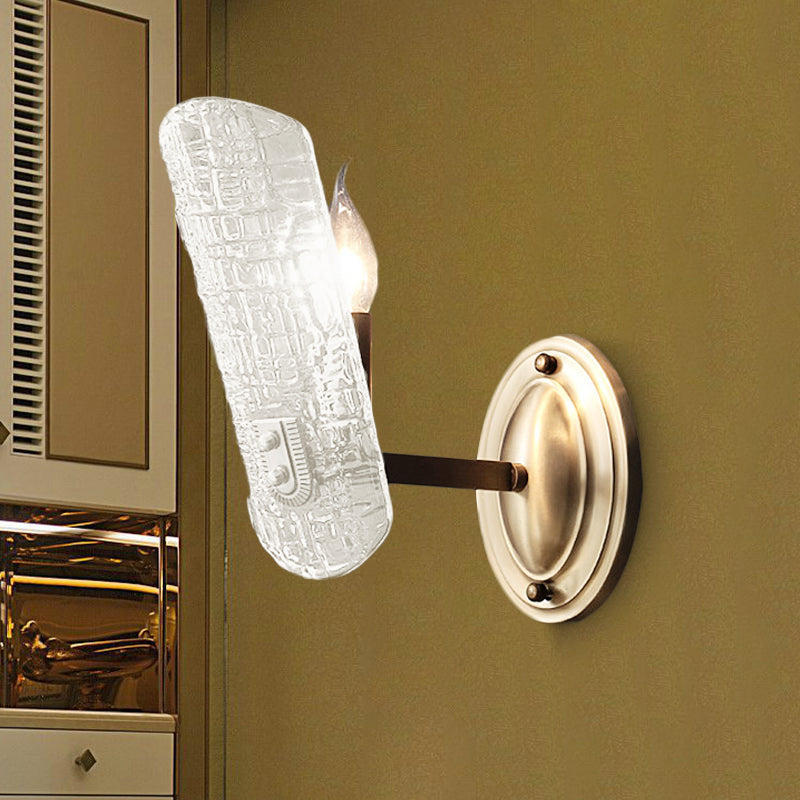 Clear Water Glass Gold Sconce Curved 1/2 Lights Modern Wall Mount Lighting for Living Room