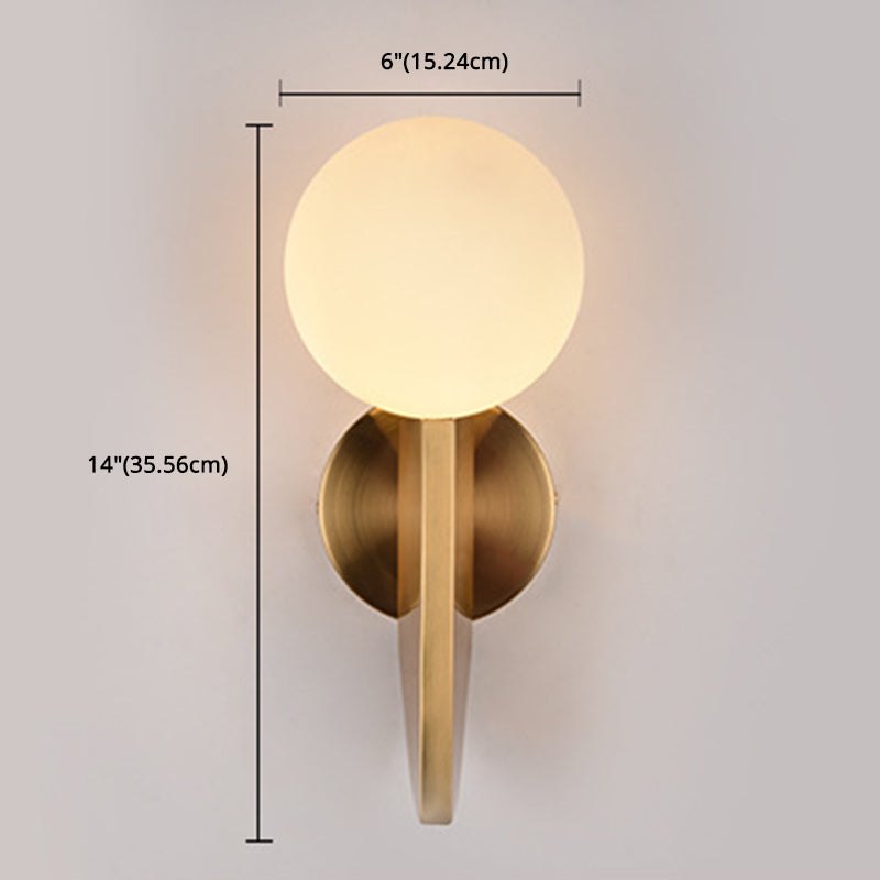 Nordic Postmodern Metal Wall Sconce Light 1 Head Glass Ball Sconce Light for Bedroom