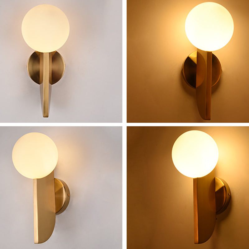 Nordic Postmodern Metal Wall Sconce Light 1 Head Glass Ball Sconce Light for Bedroom