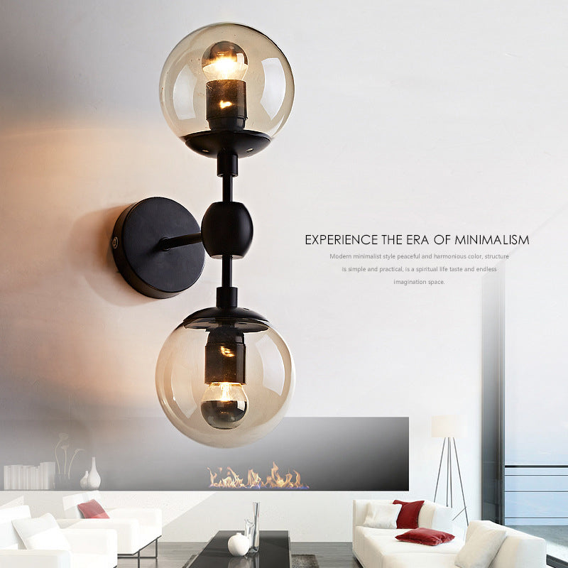 Nordic Vintage Style Moup Light Light Ball Glass Wall Mount d'éclairage pour le salon