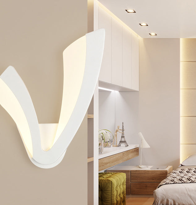 Simple V Shape Wall Lighting Ideas LED Acrylic Shade Wall Mount Light for Living Room Bedroom