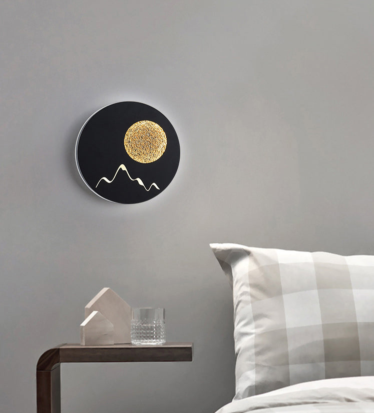 LED BEDBADE Decoratie Wandbevestiging Lamp Cirkelvorm Lunar Eclipse Wandverlichting