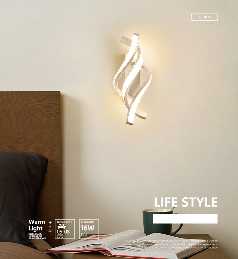LED Minimalist Wall Sconce Light Creative Twist Shape Wall Light for Bedside