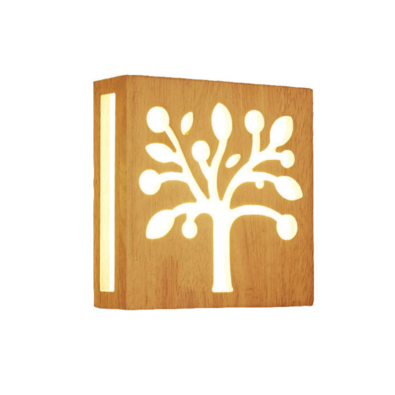 Creative Nordic Wall Sconce Chinese Wooden Acrylic Shade Wall Lamp for Bedside Corridor