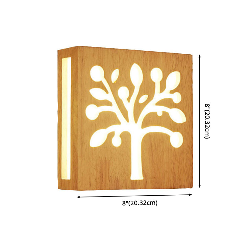 Creative Nordic Wall Sconce Chinese Wooden Acrylic Shade Wall Lamp for Bedside Corridor