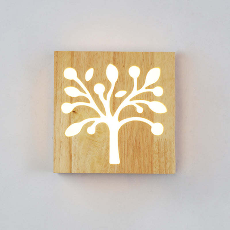 Creative Nordic Wall Sconce Chinese Wooden Acrylic Shade Wall Lamp for Bedside Corridor