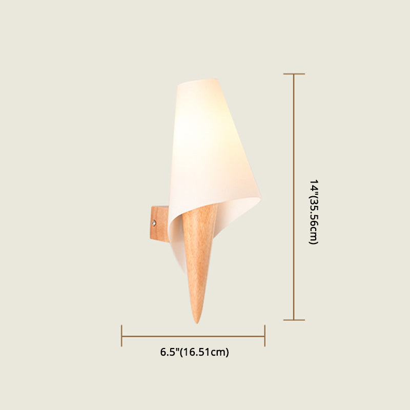 Creative Wooden Wall Lamp 1 Head Glass Shade Wall Sconce for Corridor Bedroom