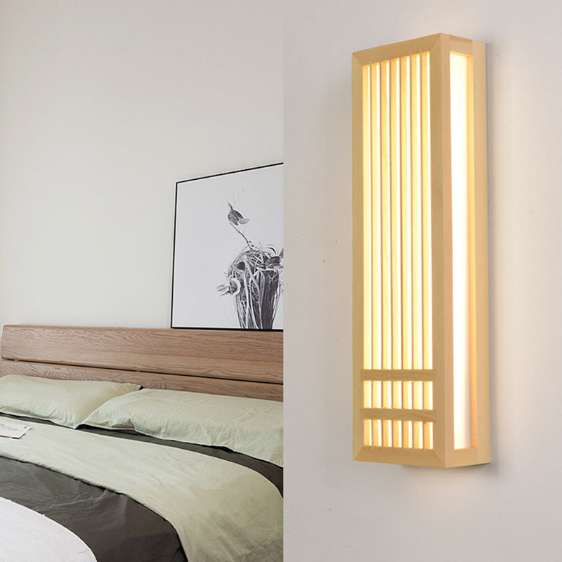 Missie stijl muur gemonteerd licht natuurlijk eiken rechthoekige sconce licht voor woonkamer