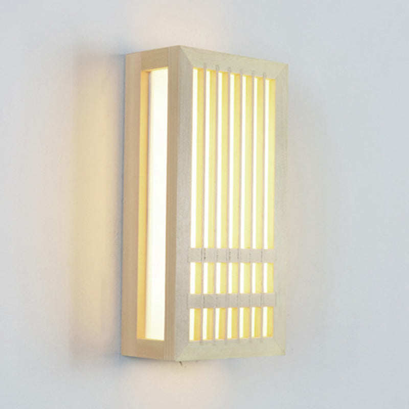 Missie stijl muur gemonteerd licht natuurlijk eiken rechthoekige sconce licht voor woonkamer