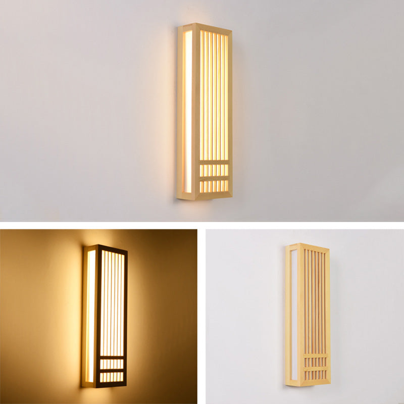 Missie stijl muur gemonteerd licht natuurlijk eiken rechthoekige sconce licht voor woonkamer