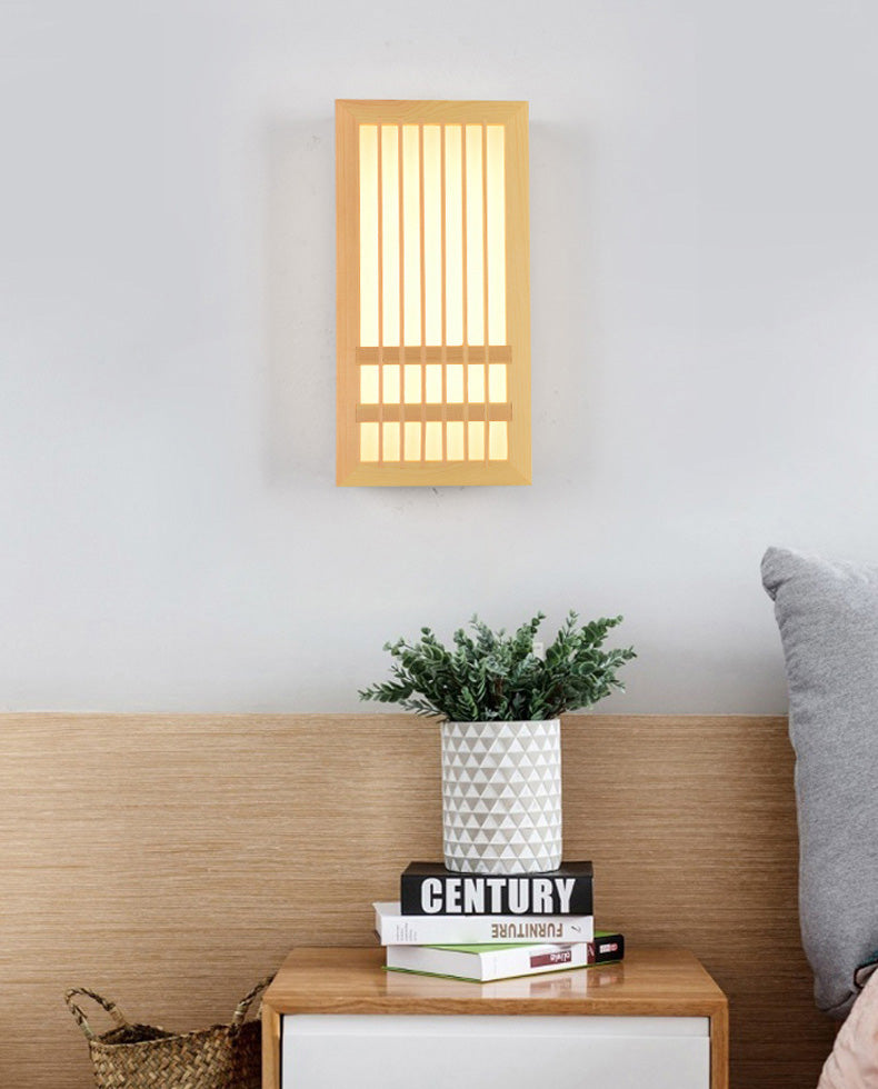 Missie stijl muur gemonteerd licht natuurlijk eiken rechthoekige sconce licht voor woonkamer