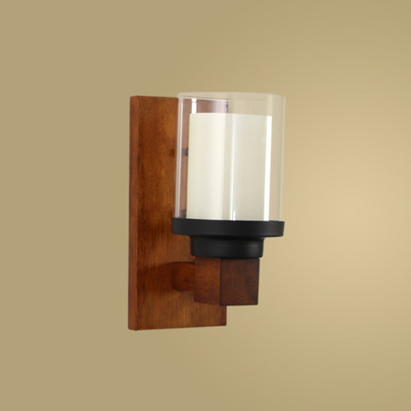 Aplique de pared americano vintage para sala de estar, 1 luz, aplique de pared de madera para pasillo
