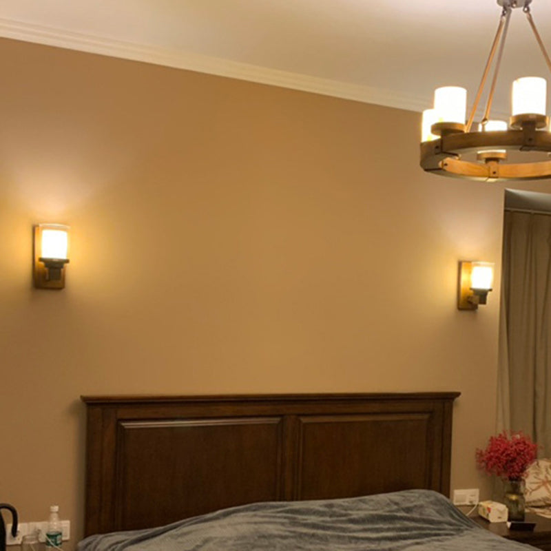 Aplique de pared americano vintage para sala de estar, 1 luz, aplique de pared de madera para pasillo