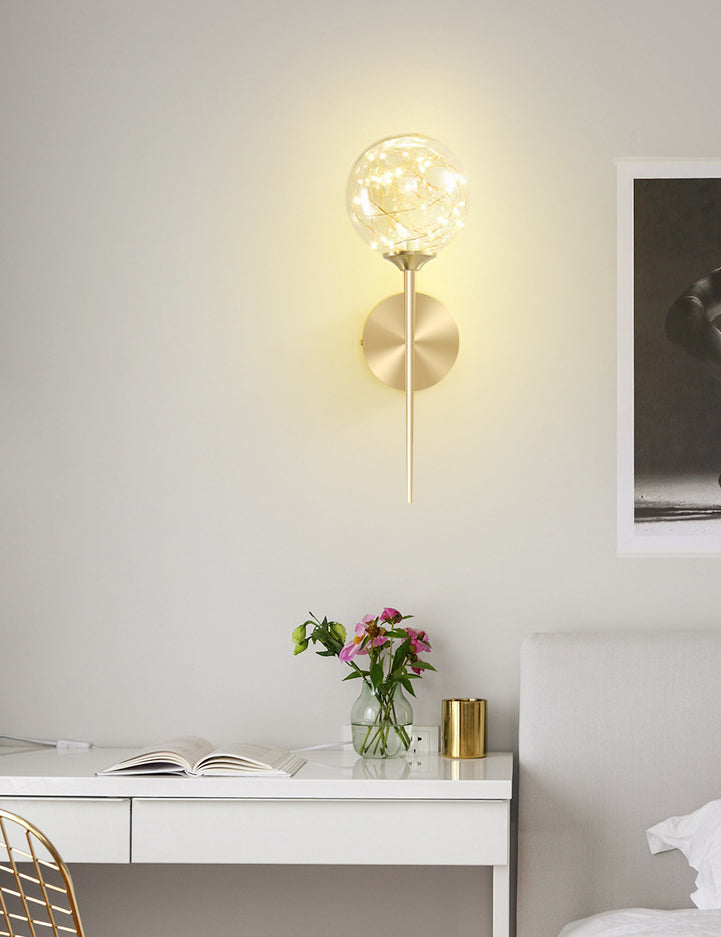 Creative Indoor Decoration Wall Light Up Light Star Wall Sconce in Pure Glass Ball Shade