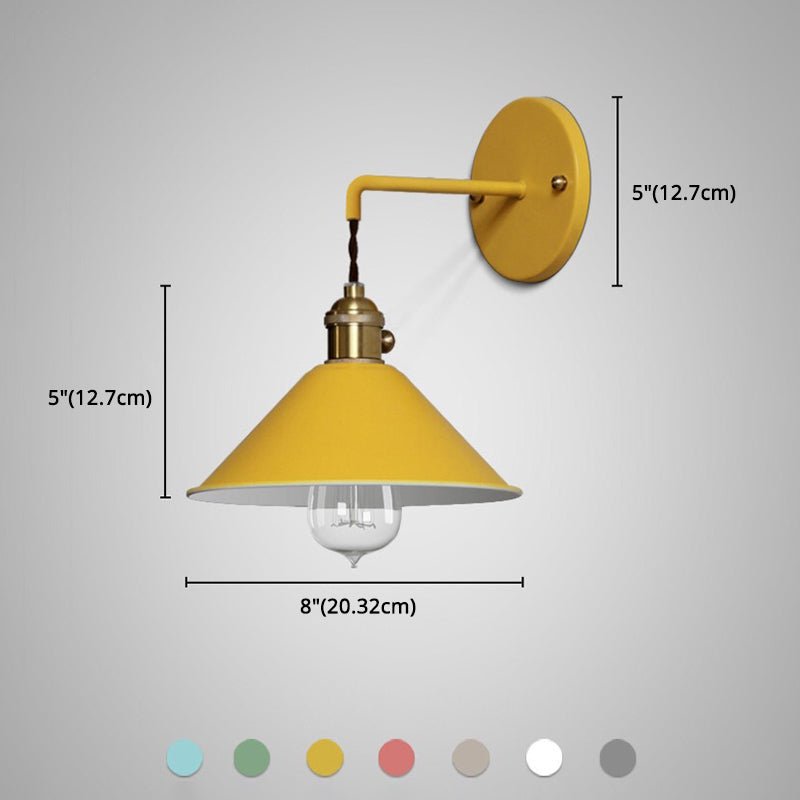 Colorful Metal Wall Mount Lamp Macaroon Style Single Light Sconce for Bedroom