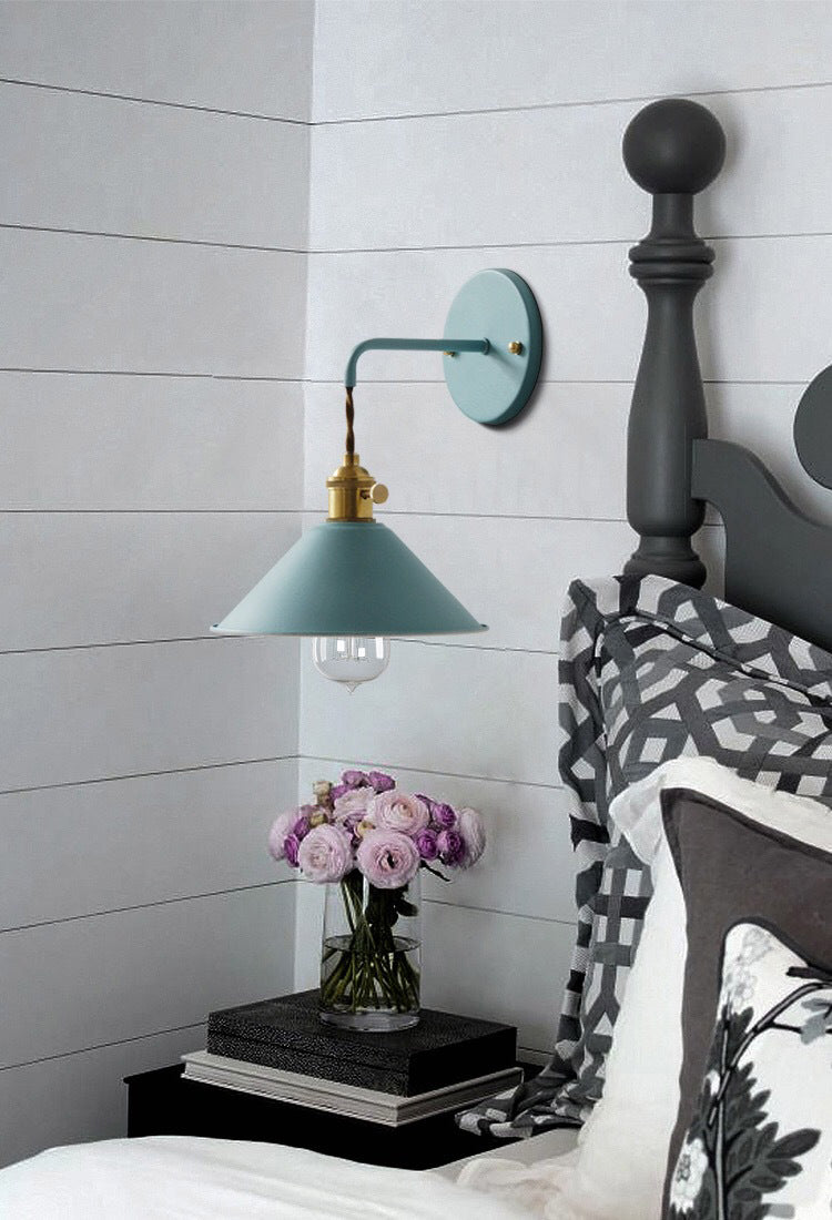 Colorful Metal Wall Mount Lamp Macaroon Style Single Light Sconce for Bedroom