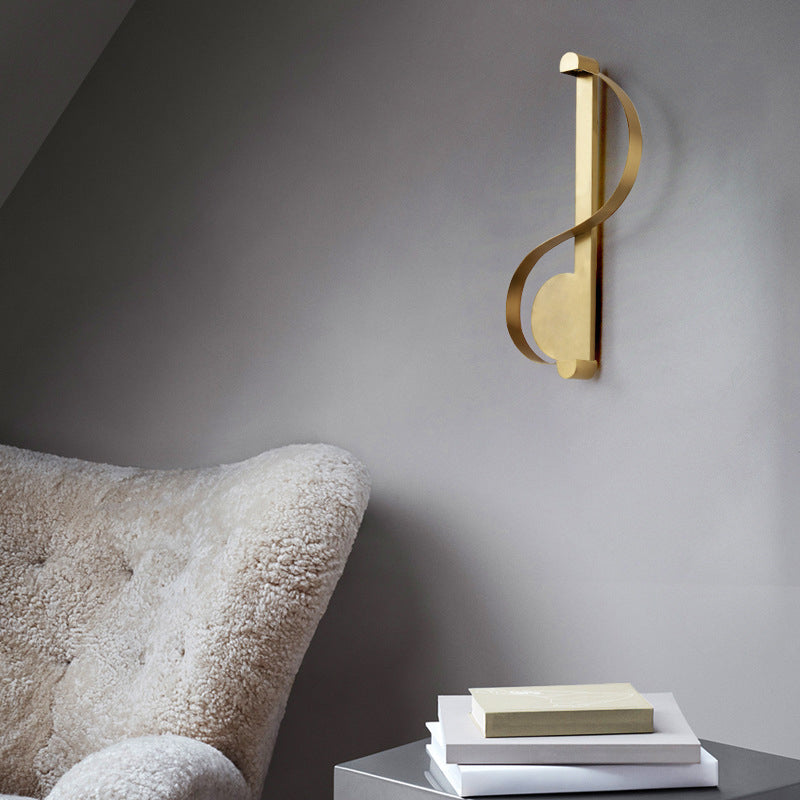 Simple Atmosphere Style Wall Lamp S Shape Brass Wall Mount Light for Living Room