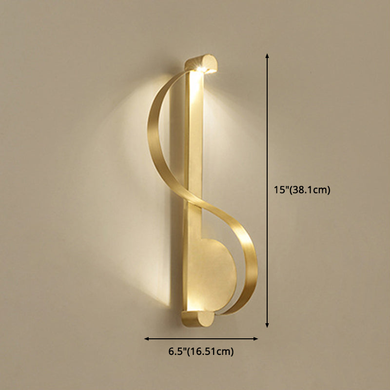 Simple Atmosphere Style Wall Lamp S Shape Brass Wall Mount Light for Living Room