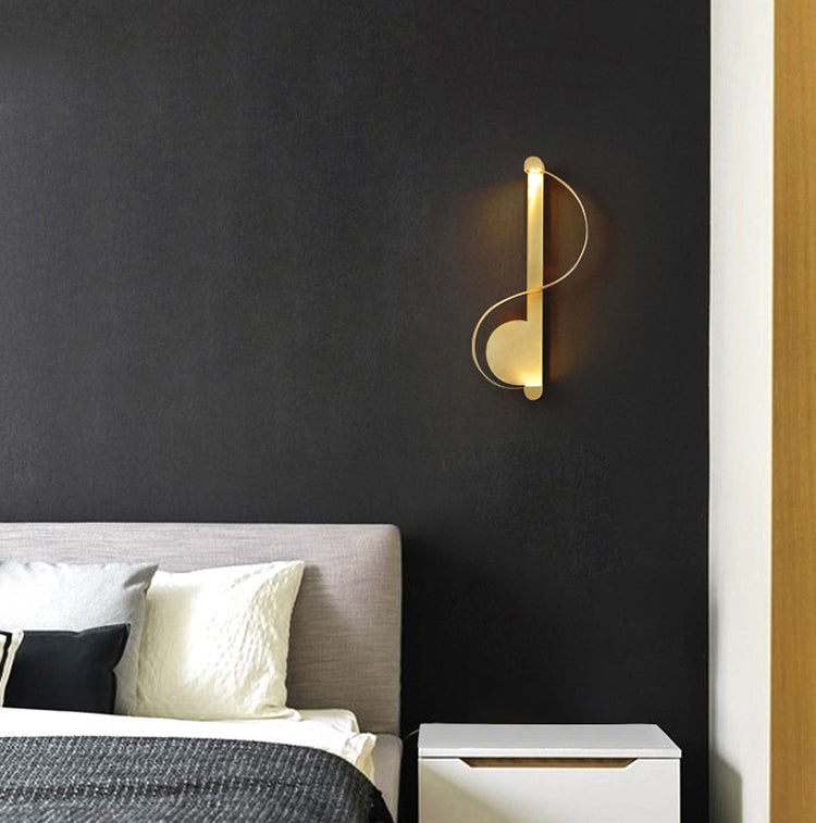 Simple Atmosphere Style Wall Lamp S Shape Brass Wall Mount Light for Living Room