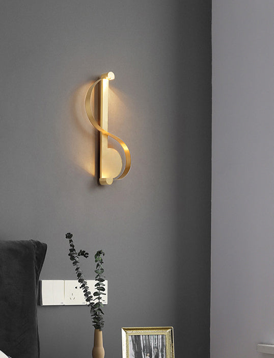 Simple Atmosphere Style Wall Lamp S Shape Brass Wall Mount Light for Living Room
