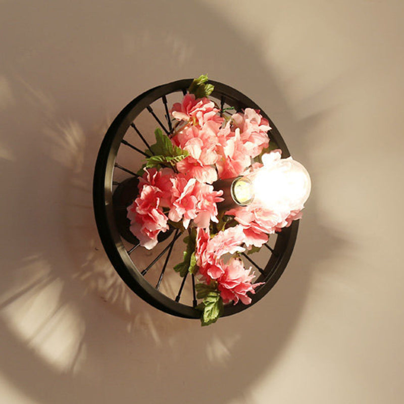 Plant Flower Wall Mount Light Metal Wheel Wall Mounted Light Fixture for Restaurant