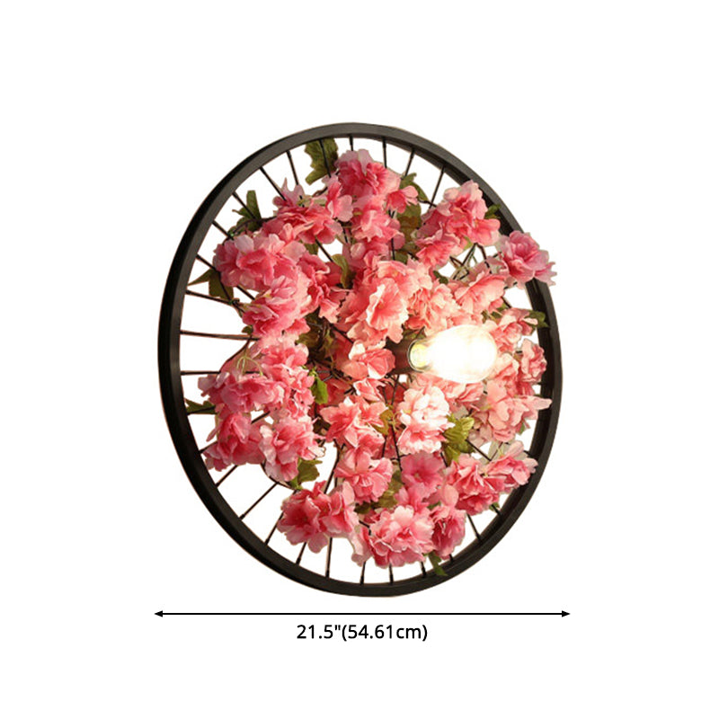 Plant Flower Wall Mount Light Metal Wheel Wall Mounted Light Fixture for Restaurant