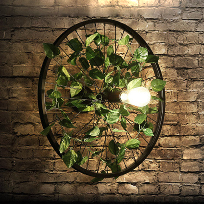 Plant Flower Wall Mount Light Metal Wheel Wall Mounted Light Fixture for Restaurant