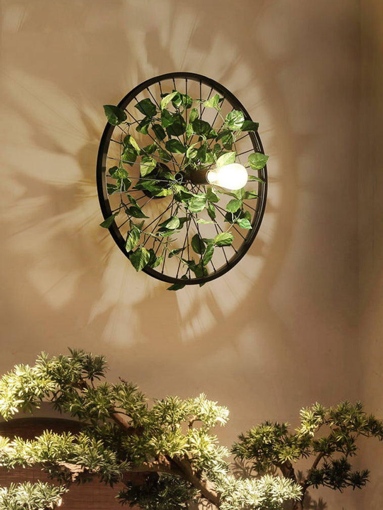 Plant Flower Wall Mount Light Metal Wheel Wall Mounted Light Fixture for Restaurant