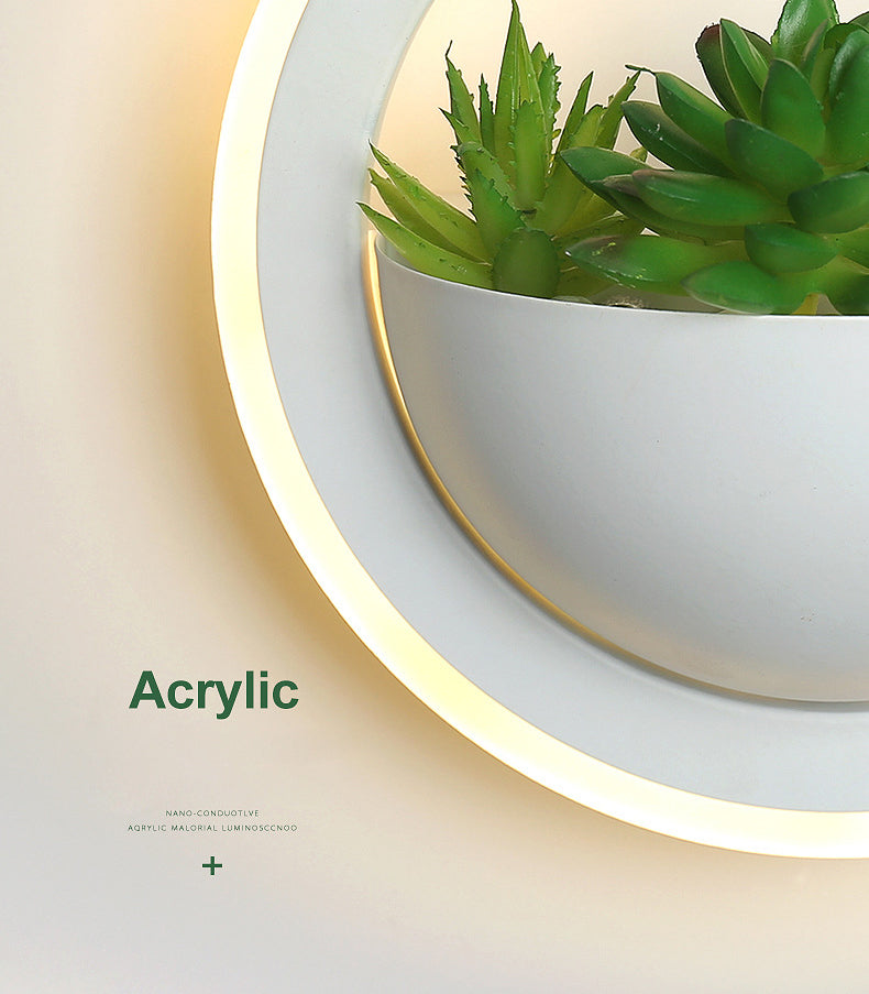 Nordic LED Wall Mounted Light Creative Green Plant Wall Lamp for Corridor